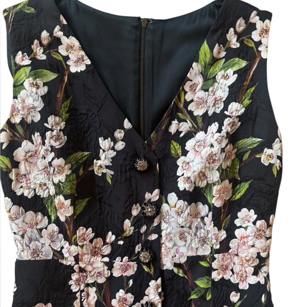 Dolce & Gabbana Black Floral Cherry Blossom Jacquard Sleeveless Mini Dress - IT - Picture 9 of 13